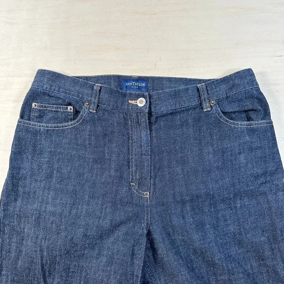 Ann Taylor Jeans Women's 12 Wide Leg Crop 100% Cotton High Rise - Picture 4 of 9